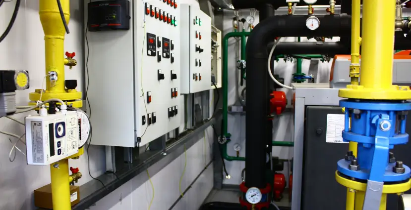 Industrial machinery protected with automatic fire suppression tube system inside equipment enclosure