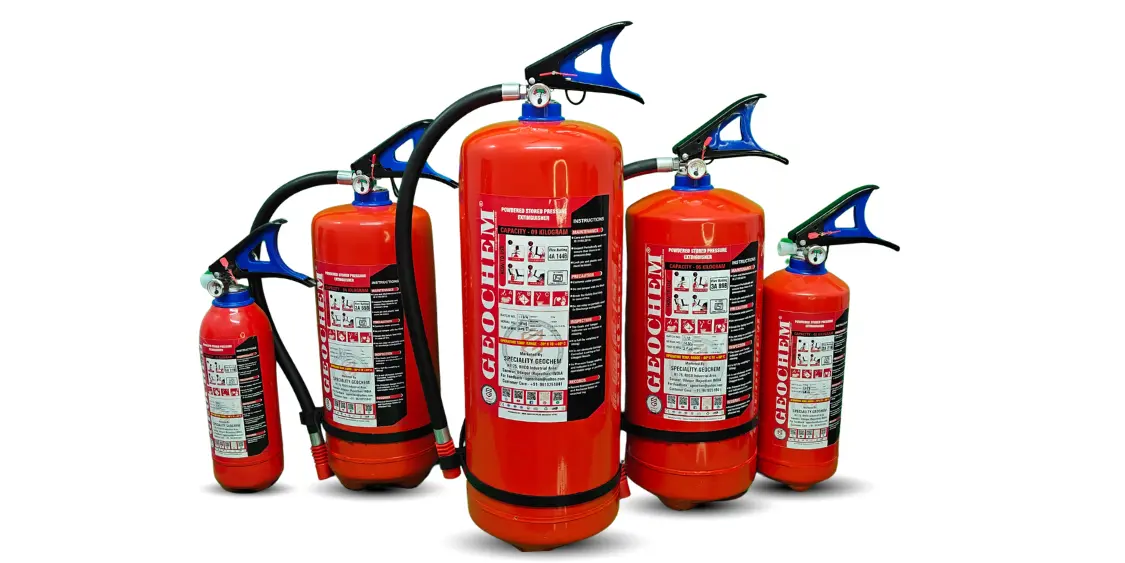 ABC powder fire extinguisher by fire extinguisher manufacturer in India for Class A B C fire safety