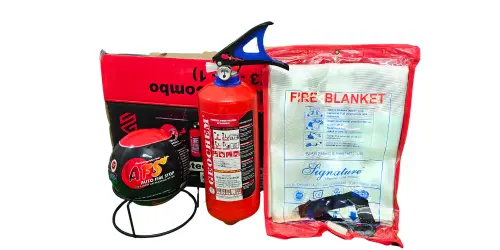 fire safety combo kit with extinguisher ball cylinder and blanket fire fighting equipment supplier India