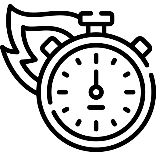 Extended discharge time feature icon for CO2 fire extinguisher manufacturer in India showing longer fire suppression control duration