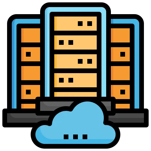 Server rooms and data centers icon showing CO2 fire extinguisher for server room and active hardware fire protection